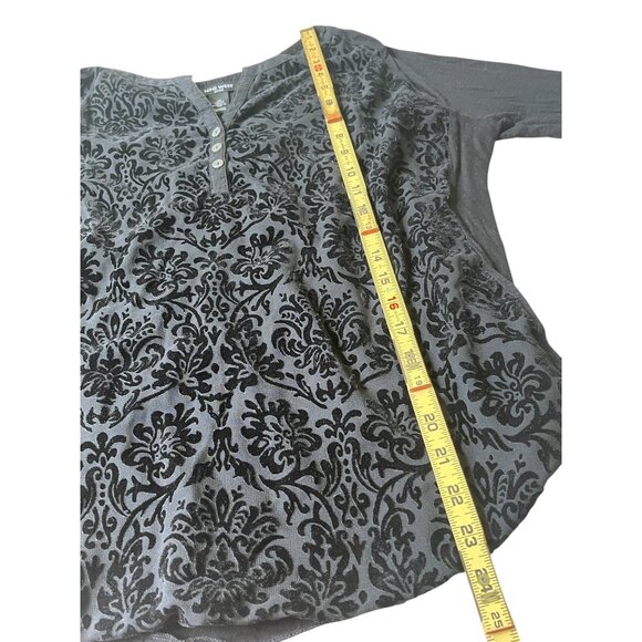 Nine West Crushed Velvet Tunic Top Womens Medium Black Whimsigoth Holiday Boho - Picture 11 of 11